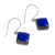 Lapis lazuli dangle earrings, 'Blue Crowns' - Square Lapis Lazuli Dangle Earrings from Mexico thumbail