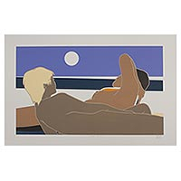 'Playa Blanca' (2005) - Serigrafía mexicana de 35 pulgadas de desnudos en la playa