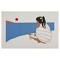 'Sunset' (2005) - Mexico Signed Numbered Woman's Portrait in Silkscreen