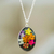 Natural flower pendant necklace, 'Colorful Bouquet' - Oval Natural Flower Pendant Necklace from Mexico