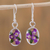 Natural flower dangle earrings, 'Enduring Flowers' - Purple Natural Flower Dangle Earrings from Mexico