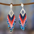 Agate waterfall earrings, 'Azure Diamond' - Glass Beaded Blue Agate Waterfall Earrings from Mexico thumbail