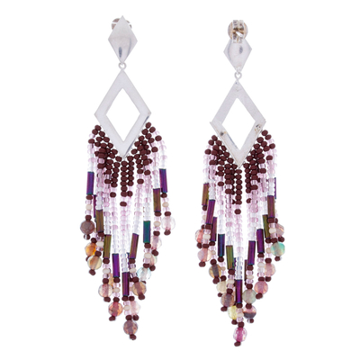 Agate waterfall earrings, 'Natural Diamond' - Agate and Sterling Silver Waterfall Earrings from Mexico