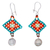 Sterling silver dangle earrings, 'Sunrise Diamonds' - Glass Beaded Sterling Silver Dangle Earrings from Mexico (image 2a) thumbail
