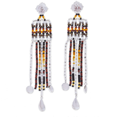 Sterling Silver and Glass Bead Earrings from Mexico