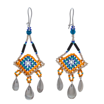 Perlenohrringe - Ohrhänger aus Achat und Glasperlen aus Mexiko