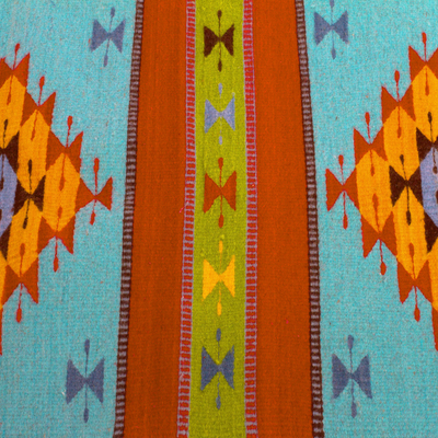 Wool area rug, 'Pretty Sky' (2x3) - Handwoven Geometric Wool Area Rug (2x3) from Mexico