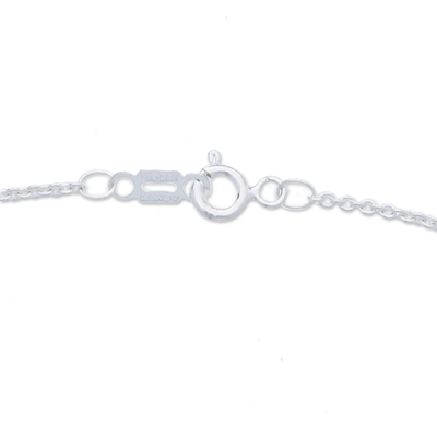 Achat-Anhänger-Halskette - Handgefertigte Halskette aus 925er Silber und Achat mit Rocailles