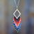 Agate pendant necklace, 'Azure Diamond' - Beaded Waterfall Necklace from Mexico