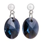 Sterling silver dangle earrings, 'Caribbean Mist' - Blue Swarovski Crystal Handcrafted Earrings in 925 Silver