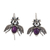 Amethyst and cultured pearl drop earrings, 'Makech' - Amethyst and Cultured Pearl Sterling Silver Beetle Earrings thumbail