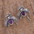 Amethyst and cultured pearl drop earrings, 'Makech' - Amethyst and Cultured Pearl Sterling Silver Beetle Earrings (image 2b) thumbail