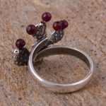 Garnet cocktail ring, 'Prickly Pear Fruit' - Garnet Prickly Pear Cactus Sterling Silver Cocktail Ring
