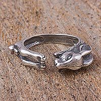 Sterling silver wrap ring, 'Rabbit of Abundance' - Sterling Silver Rabbit-Shaped Wrap Ring from Mexico