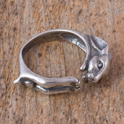 Sterling silver wrap ring, 'Rabbit of Abundance' - Sterling Silver Rabbit-Shaped Wrap Ring from Mexico