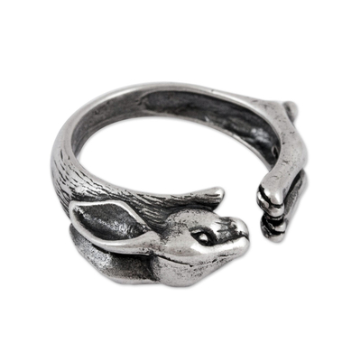 Sterling silver wrap ring, 'Rabbit of Abundance' - Sterling Silver Rabbit-Shaped Wrap Ring from Mexico