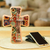 Decoupage wall cross, 'Puebla Heritage' - Handcrafted Decoupage Wall Cross with Puebla Tile Motifs