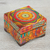 Decoupage wood decorative box, 'Huichol Mandala' - Petite Pinewood Decoupage Box with Huichol Icons thumbail