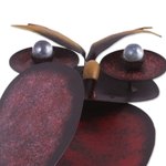 Steel wall sculpture, 'Owl on the Moon' - Handcrafted Steel Owl and Moon Wall Sculpture from Mexico