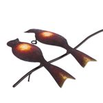 Steel wall sculpture, 'Sparrows in Love' - Handcrafted Bird-Themed Steel Wall Sculpture from Mexico