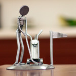 Auto part sculpture, 'Rustic Golf Tourney' - Rustic Golfer Eco Friendly Auto Part Sculpture