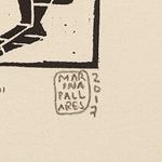 'Hares in the Night' - Mexico 4-Inch Signed Linoleum Block Print of Hares