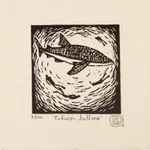 'Whale Shark' - Signed 4-Inch Linoleum Block Print of a Whale Shark