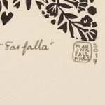 'Farfalla ' - Signed 4-Inch Linoleum Block Print of a Butterfly with Birds