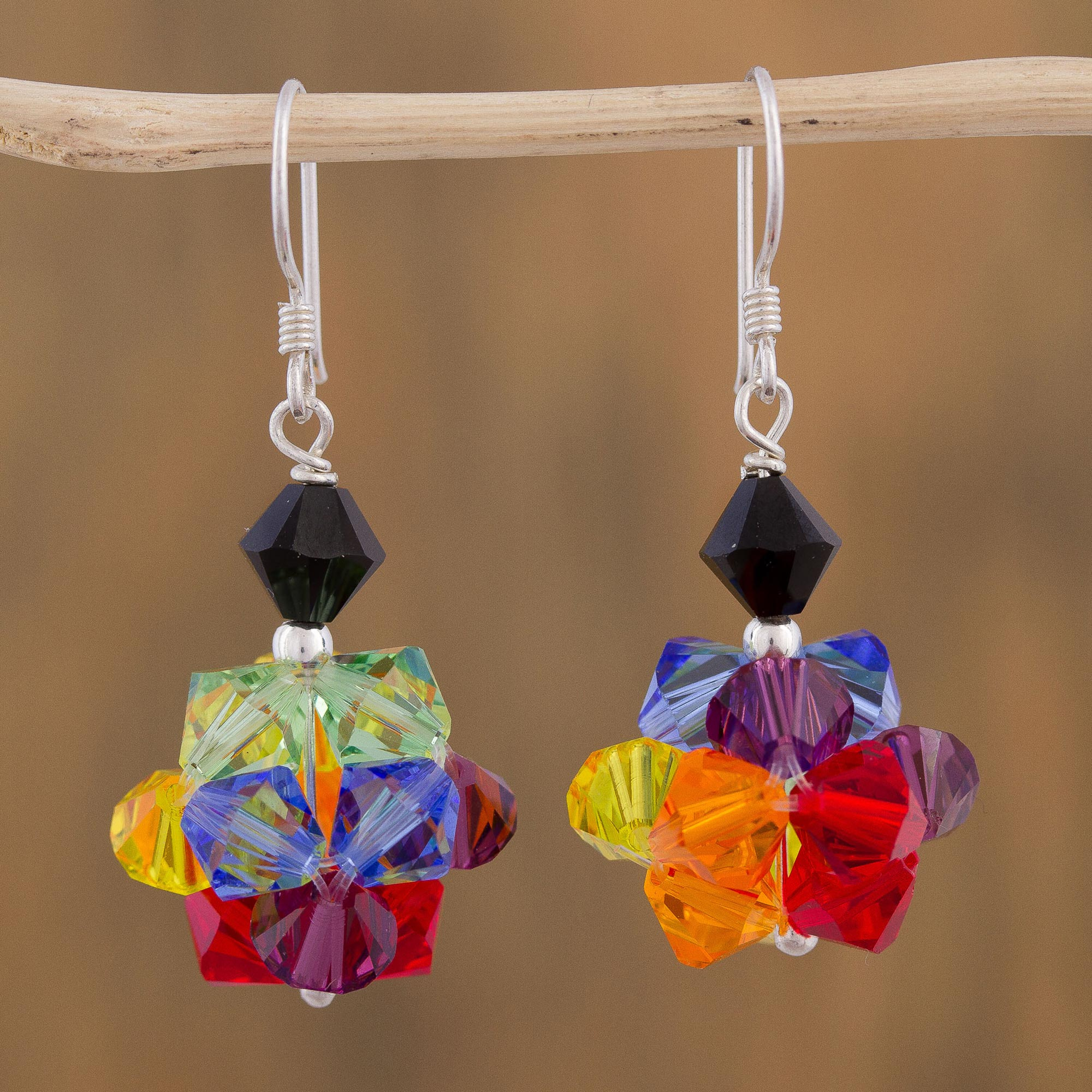 Glass Crystal Christmas Tree Earrings - Swarovski Crystal Beads - Choose  Colour | eBay