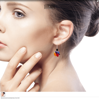 Swarovski crystal beaded dangle earrings, 'Colors of Pride' - Multicolored Swarovski Crystal Dangle Earrings