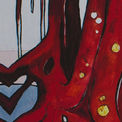 Impresión giclée sobre lienzo - Impresión giclée a color sobre lienzo de un árbol rojo de México