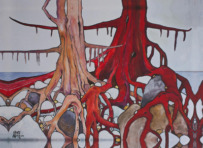 Signed Surrealist Giclee Artwork of Two Trees from Mexico