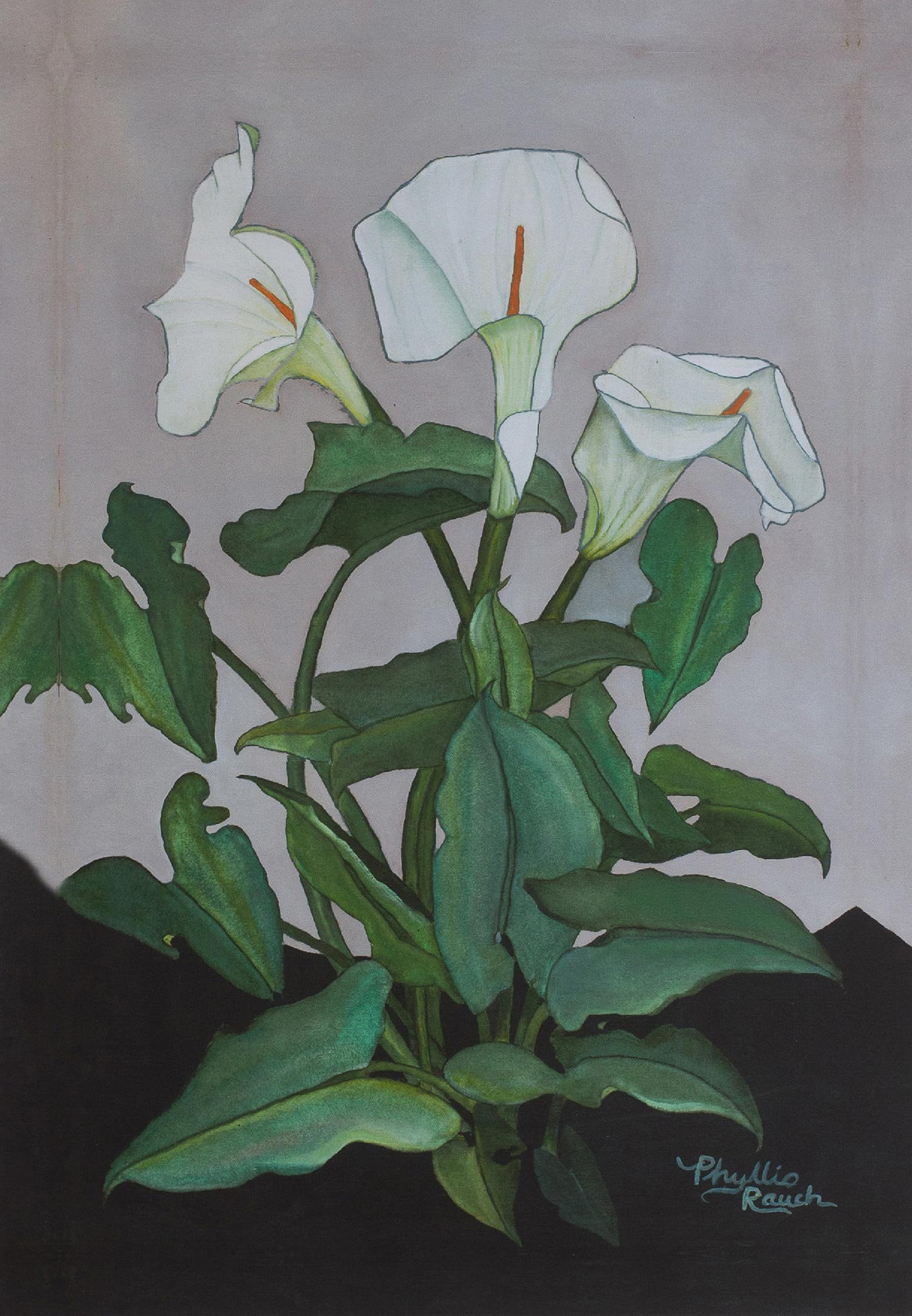 Stylized Calla Lily Giclee Print on Canvas from Mexico - Lilies | NOVICA