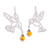 Copal dangle earrings, 'Flight of the Hummingbird' - Copal and Sterling Silver Hummingbird Earrings from Mexico thumbail