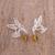 Copal dangle earrings, 'Flight of the Hummingbird' - Copal and Sterling Silver Hummingbird Earrings from Mexico (image 2b) thumbail