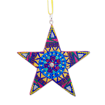 Wood alebrije ornaments, 'Alebrije Star' (set of 4) - 3 Artisan Handcrafted Mexican Alebrije Star Ornaments