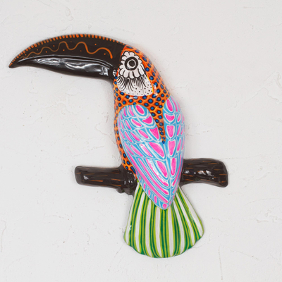 Multicolor Ceramic Toucan Wall Art from Mexico - Tropical Song | NOVICA