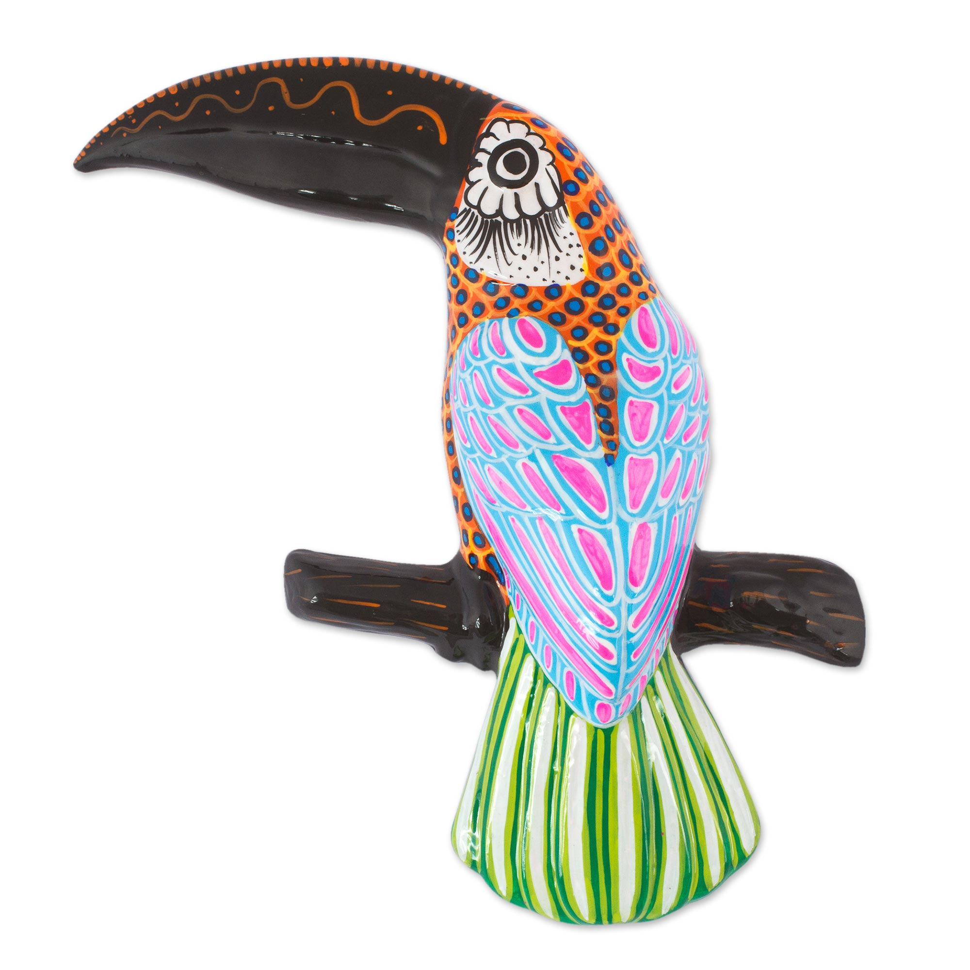 Multicolor Ceramic Toucan Wall Art from Mexico - Tropical Song | NOVICA