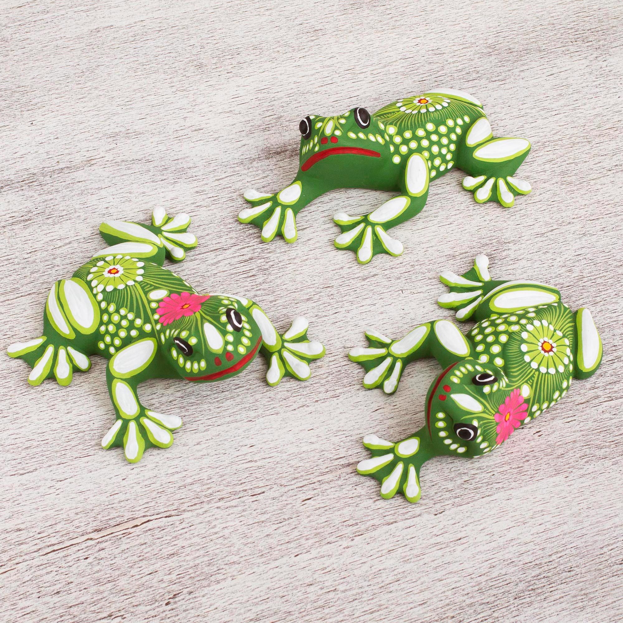 Ceramic Wall Art Frogs from Mexico (Set of 3) - Happy Frogs | NOVICA