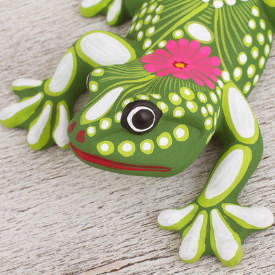 Ceramic wall art, 'Happy Frogs' (set of 3) - Ceramic Wall Art Frogs from Mexico (Set of 3)