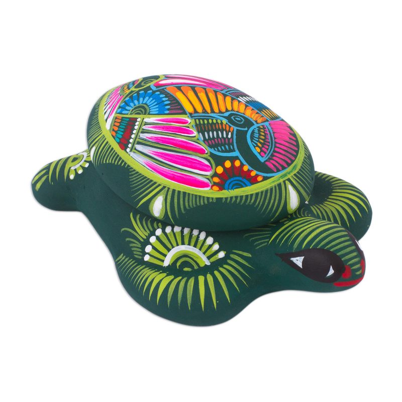Hand Painted Ceramic Decorative Turtle Box from Mexico - Turtle Memory ...