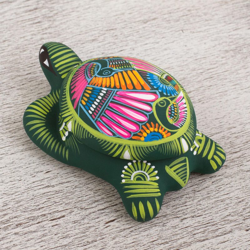 Hand Painted Ceramic Decorative Turtle Box from Mexico - Turtle Memory ...