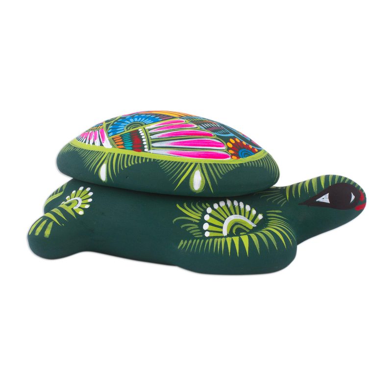 Hand Painted Ceramic Decorative Turtle Box from Mexico - Turtle Memory ...