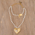 Gold plated cultured pearl pendant necklace, 'Heartfelt Glow' - Gold Plated Cultured Pearl Heart Necklace from Mexico thumbail