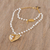 Gold plated cultured pearl pendant necklace, 'Heartfelt Glow' - Gold Plated Cultured Pearl Heart Necklace from Mexico (image 2b) thumbail