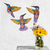 Esculturas de pared de cerámica (juego de 3) - Tres esculturas de pared de colibrí de cerámica de México