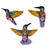 Ceramic wall sculptures, 'Flight of Colors' (set of 3) - Three Ceramic Hummingbird Wall Sculptures from Mexico