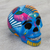 Ceramic skull figurine, 'Colorful Death' - Mexican Hand Painted Blue Decorative Ceramic Skull thumbail