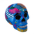 Ceramic skull figurine, 'Colorful Death' - Mexican Hand Painted Blue Decorative Ceramic Skull (image 2a) thumbail