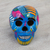Ceramic skull figurine, 'Colorful Death' - Mexican Hand Painted Blue Decorative Ceramic Skull (image 2b) thumbail